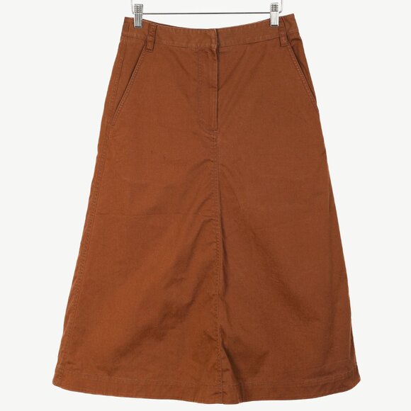 Tibi Cococa Brown Organic Cotton Twill Maxi Aline Skirt - Picture 2 of 11